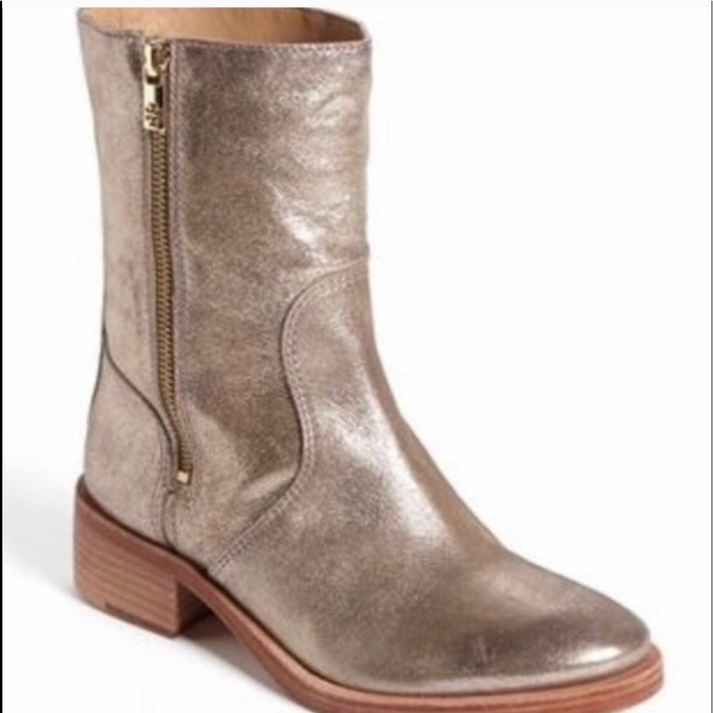 Tory Burch gold short boots.